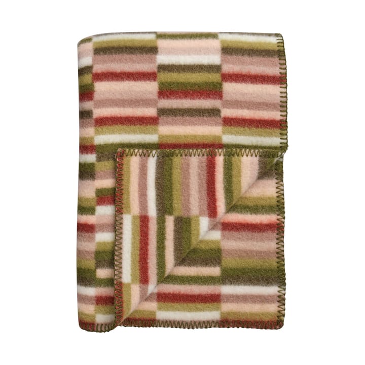 Ida filt 135x200 cm, Olive burgundy Røros Tweed