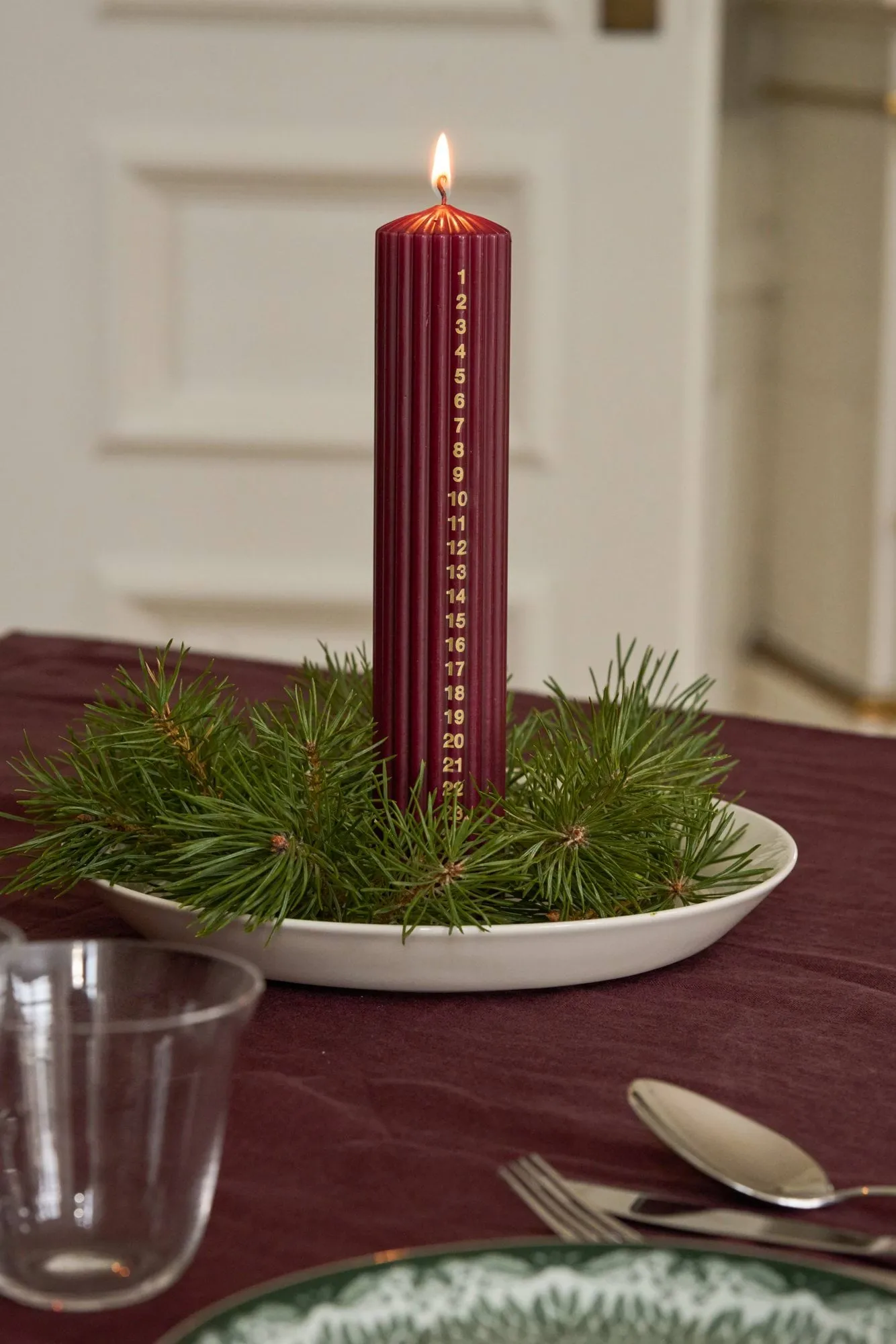 Awaiting Kalenderljus, Deep wine, 25 cm Scandi Essentials
