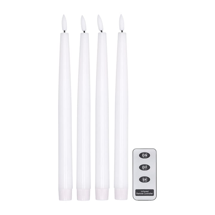 Bright LED-ljus 28,5 cm 4-pack med fjärrkontroll - Vit - Scandi Essentials