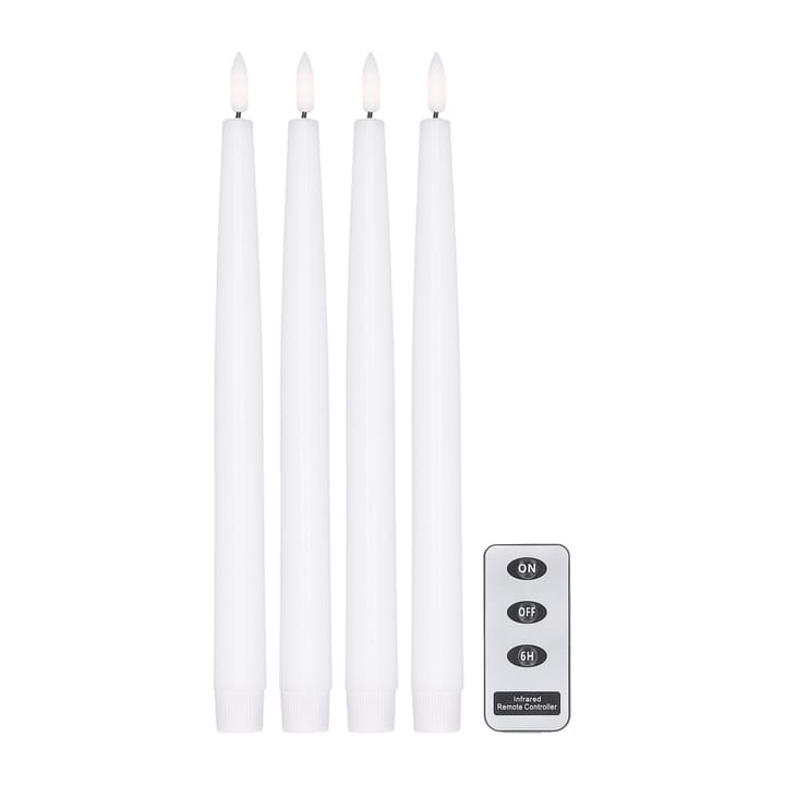 Bright LED-ljus 28,5 cm 4-pack med fjärrkontroll - Vit - Scandi Essentials