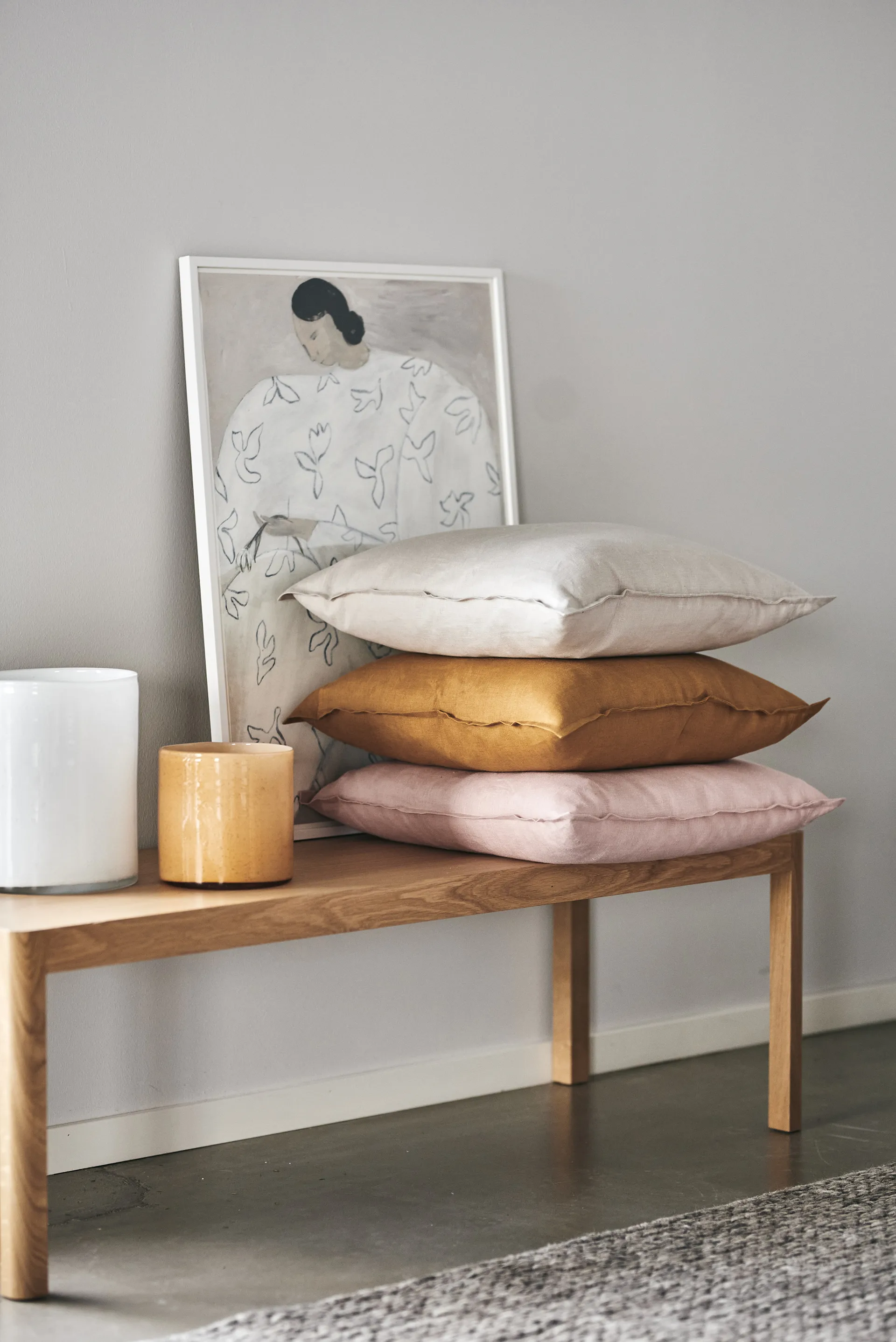 Calm kuddfodral linne 50x50 cm, Mustard Scandi Living
