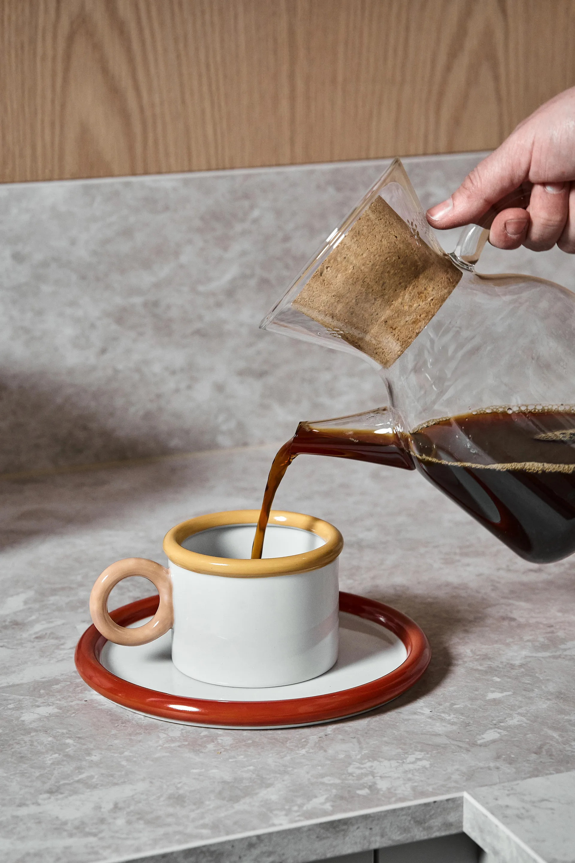 Chunky kopp med fat, Röd-gul Scandi Living