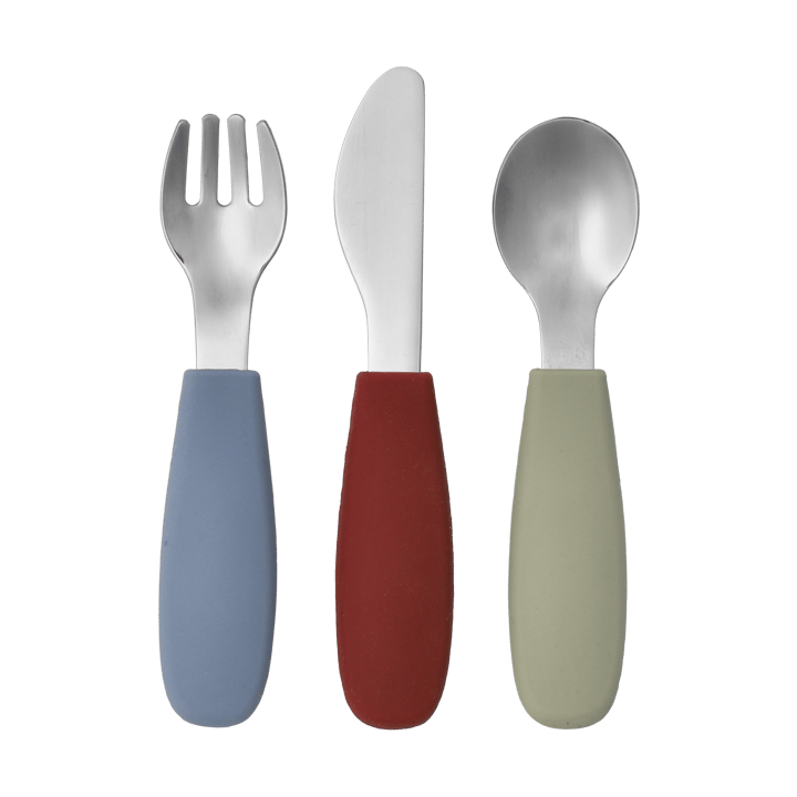 Dine bestickset silikon 3 delar, Green-blue Scandi Living