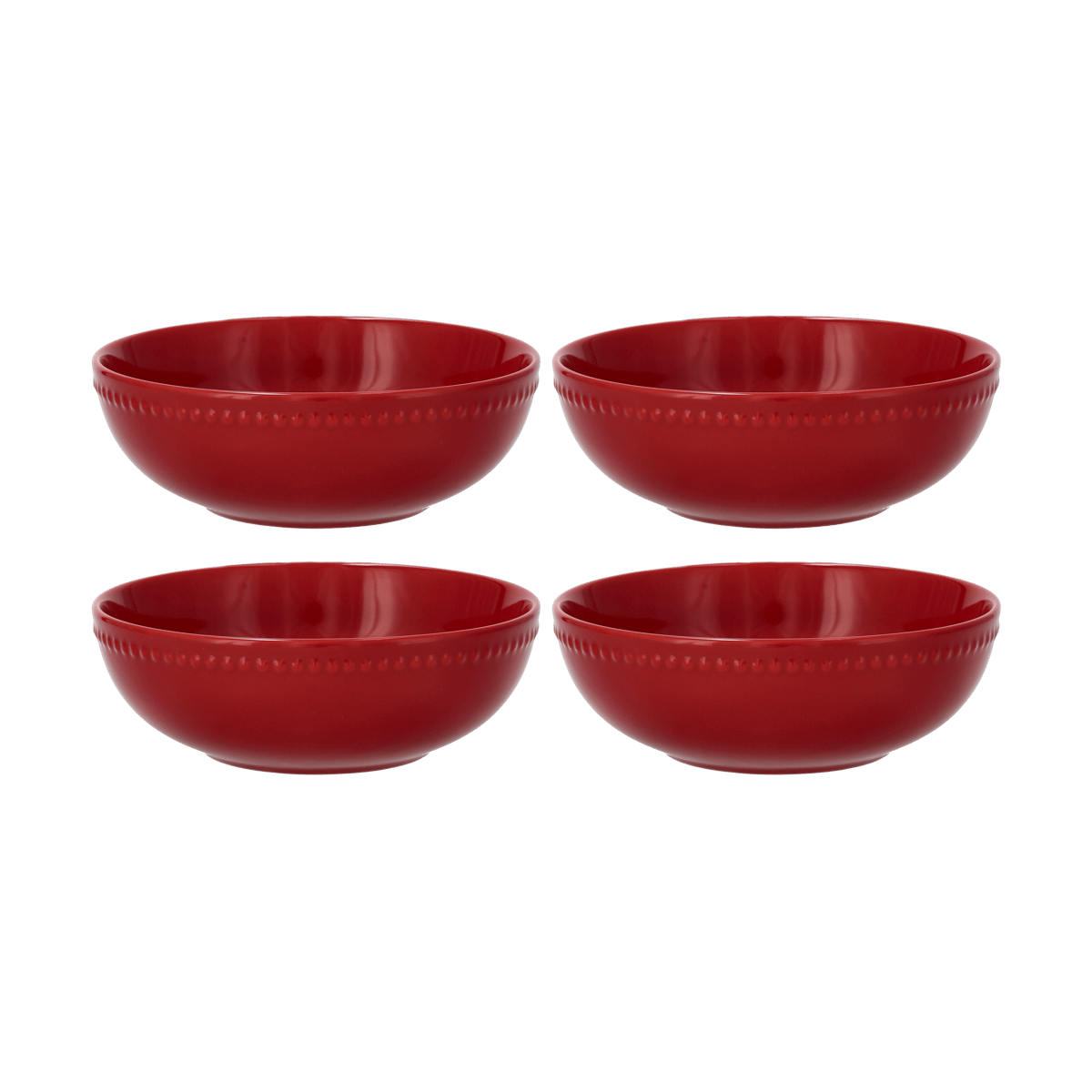 Scandi Living Dots frukostskål 60 cl 4-pack Röd | Skandinavisk Design | Frukostskålar | Röd