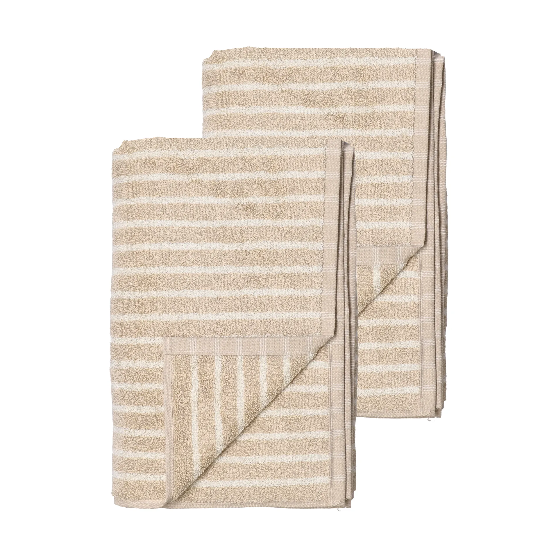 Drift badhanddukar 100x150 cm 2-pack - Beige-vit,  Scandi Living