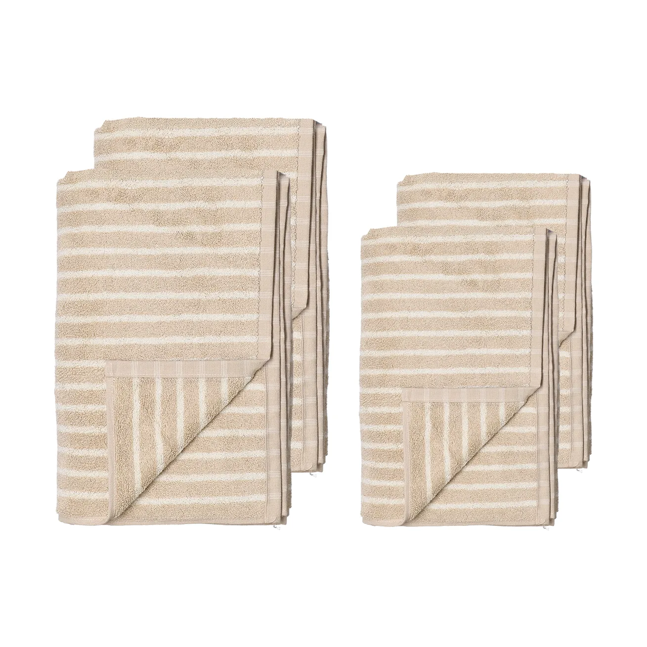 Drift handduksset 4 delar - Beige-vit,  Scandi Living