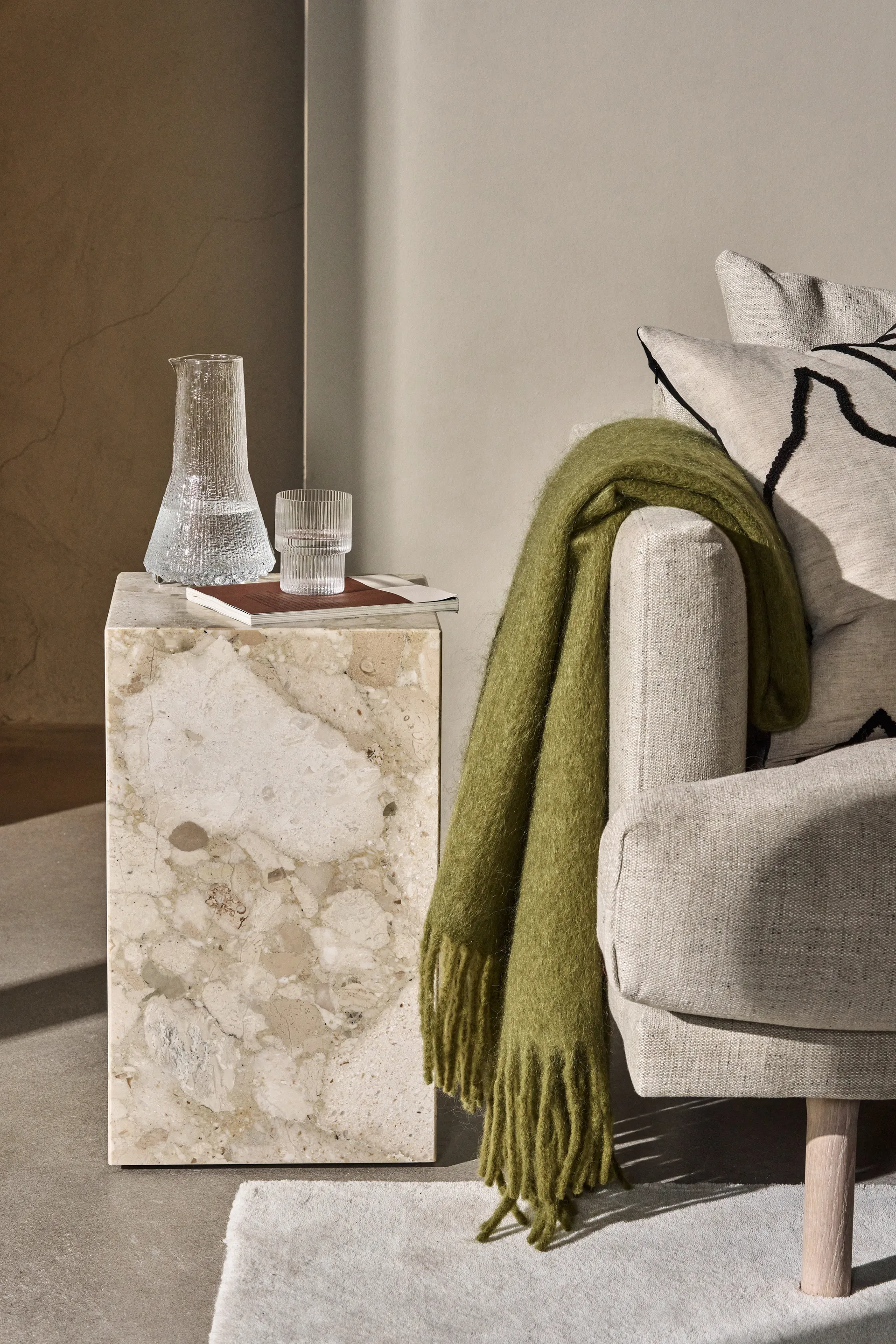 Dune mohair pläd  130x170 cm, Olive Scandi Living