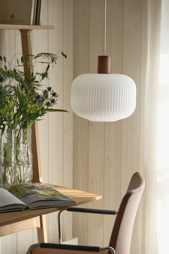 Fair taklampa Ø30 cm, Frostat glas-mörkbetsad ask Scandi Living