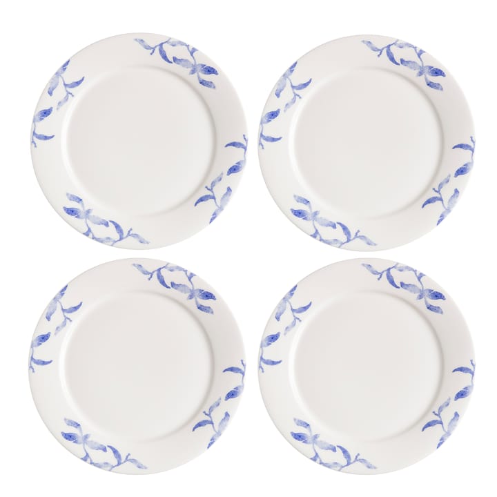 Havspil assiett 21 cm 4-pack - blå-vit - Scandi Living