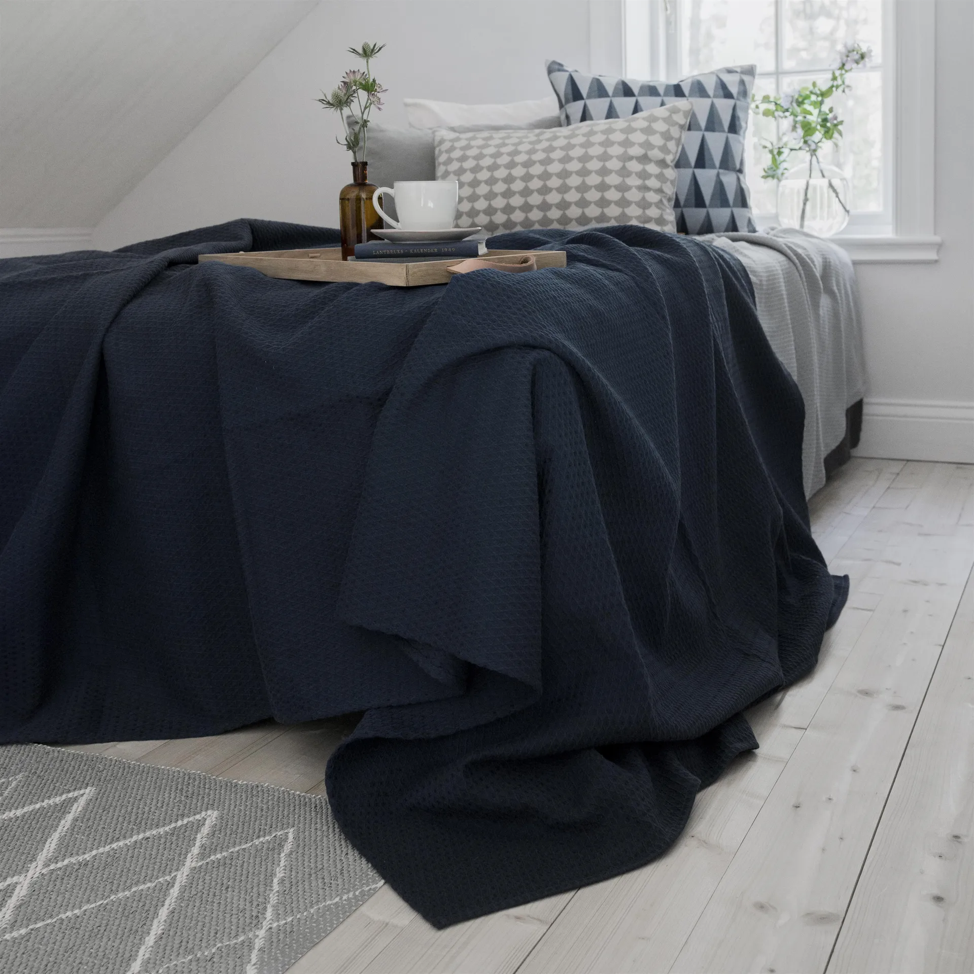 Kimono överkast 139x260 cm, storm blue (blå) Scandi Living
