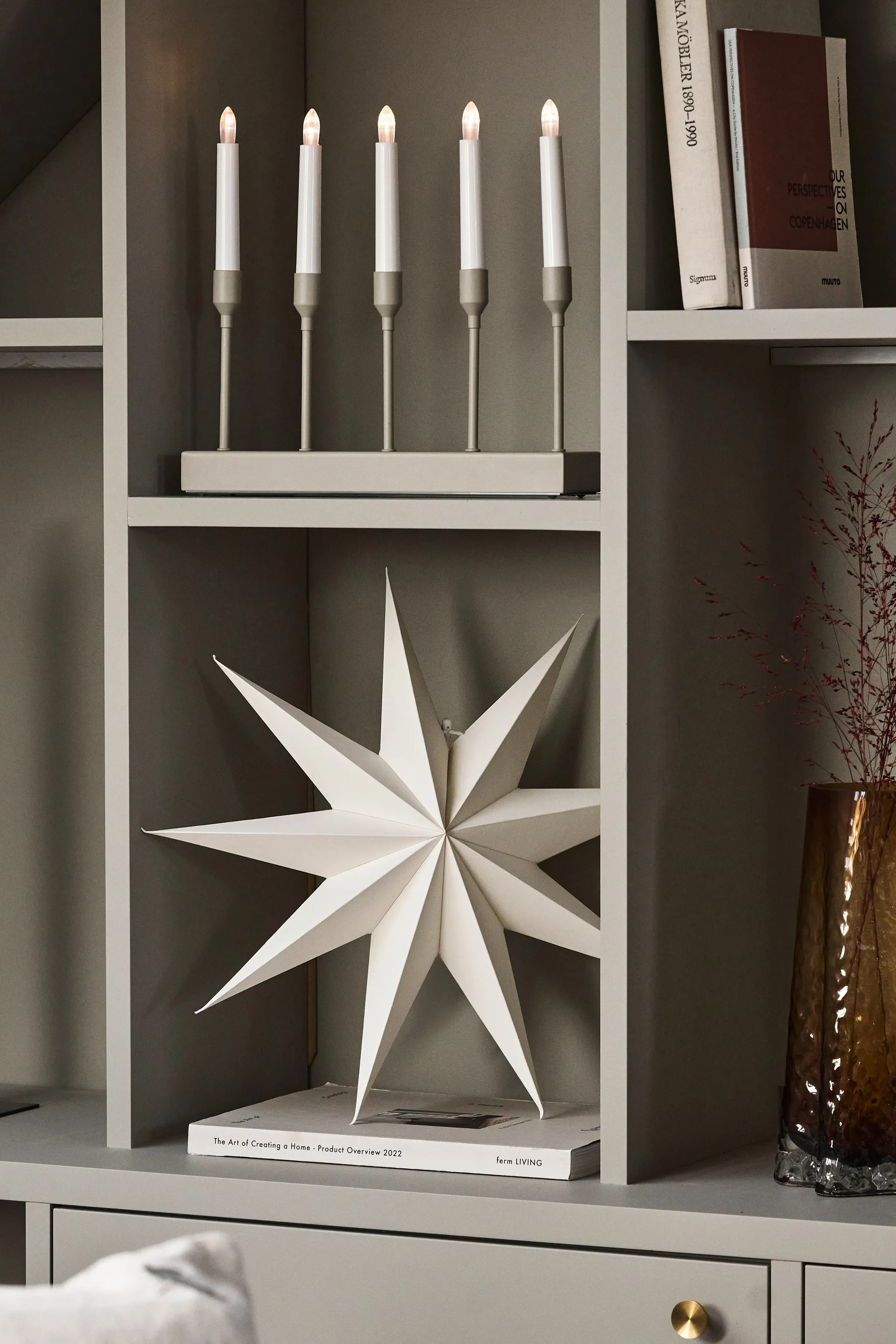 Kindle portabel adventsljusstake 30 cm, Beige Scandi Living