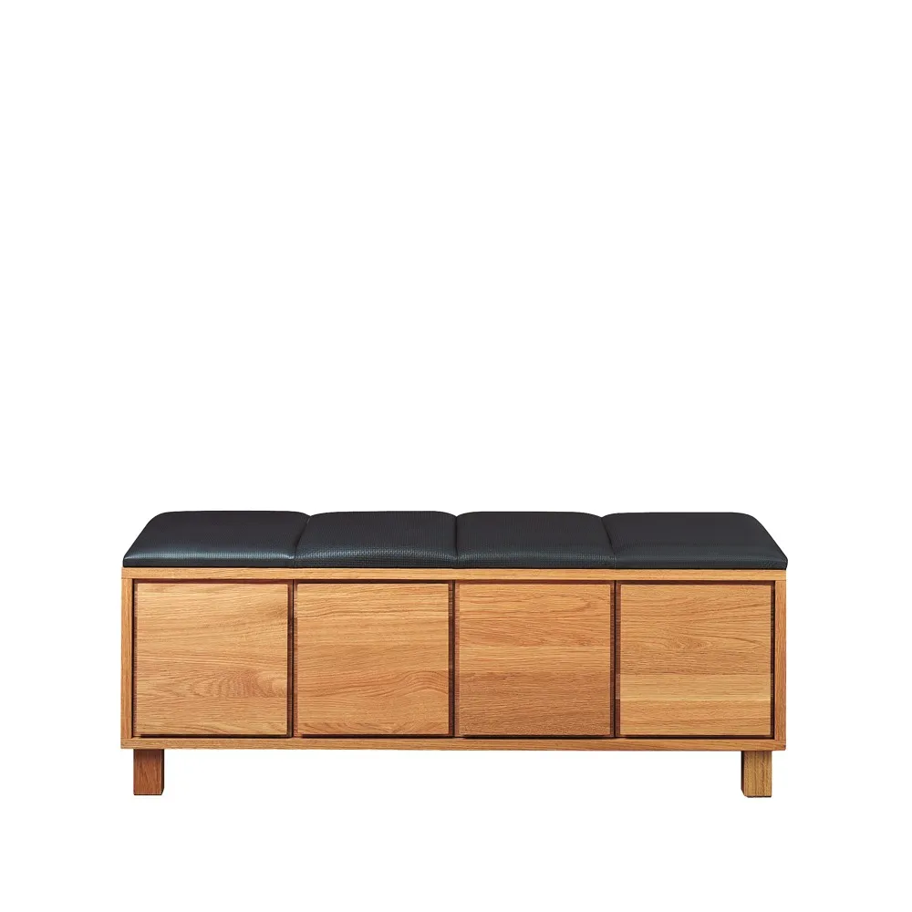 Scherlin bänk 6, läder svart, oljad ekstomme Scherlin