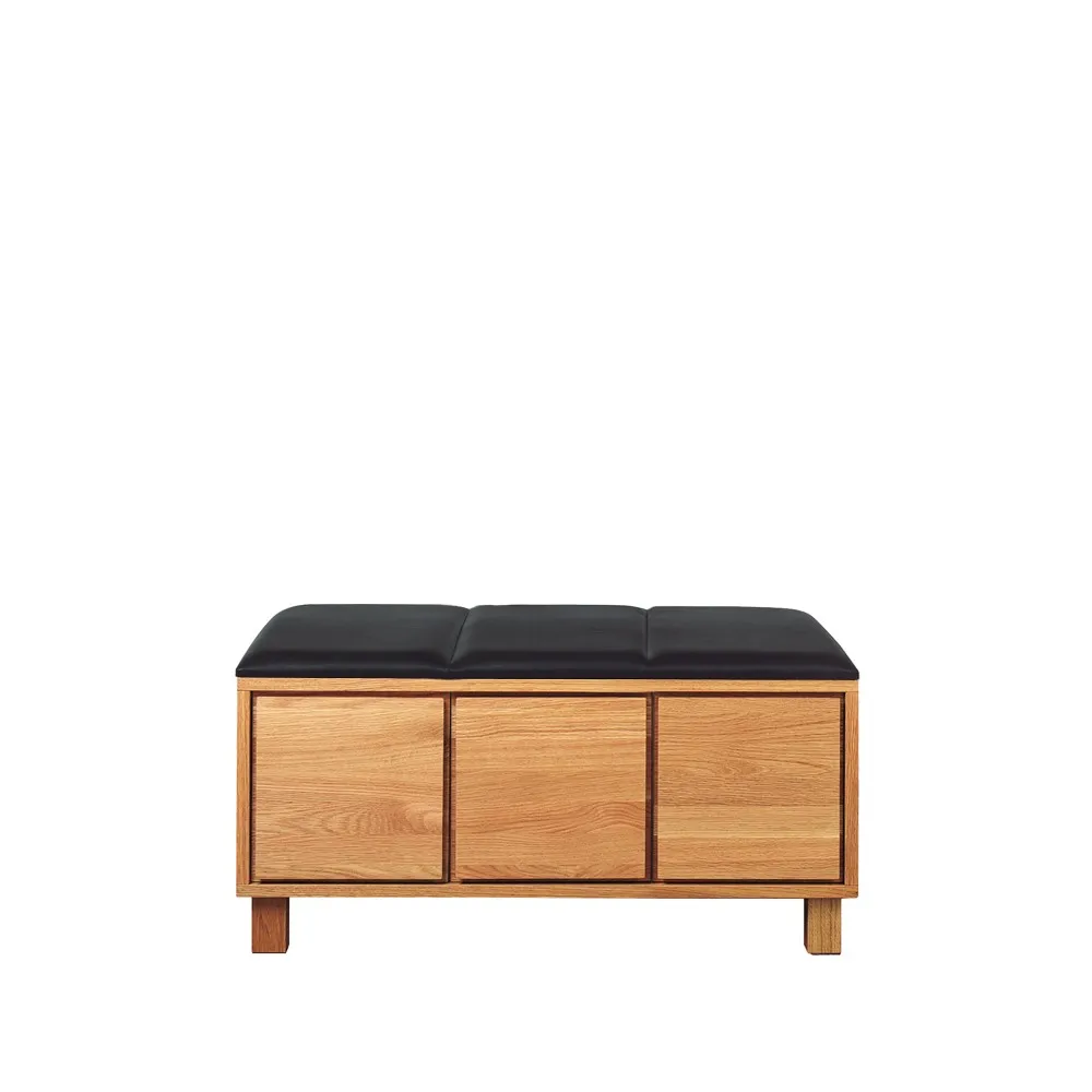 Scherlin bänk 6, läder svart, oljad ekstomme Scherlin