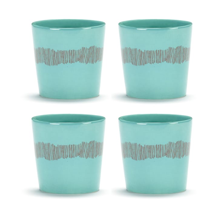 Ottolenghi Feast kaffekopp 25 cl 4-pack - Azure stripes-red - Serax