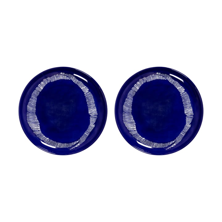 Ottolenghi Feast tallrik M Ø22,5 cm 2-pack, Dark blue stripes-white Serax