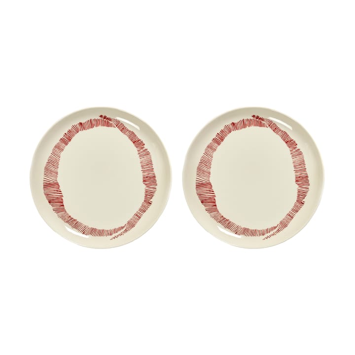 Ottolenghi Feast tallrik M Ø22,5 cm 2-pack - White stripes-red - Serax