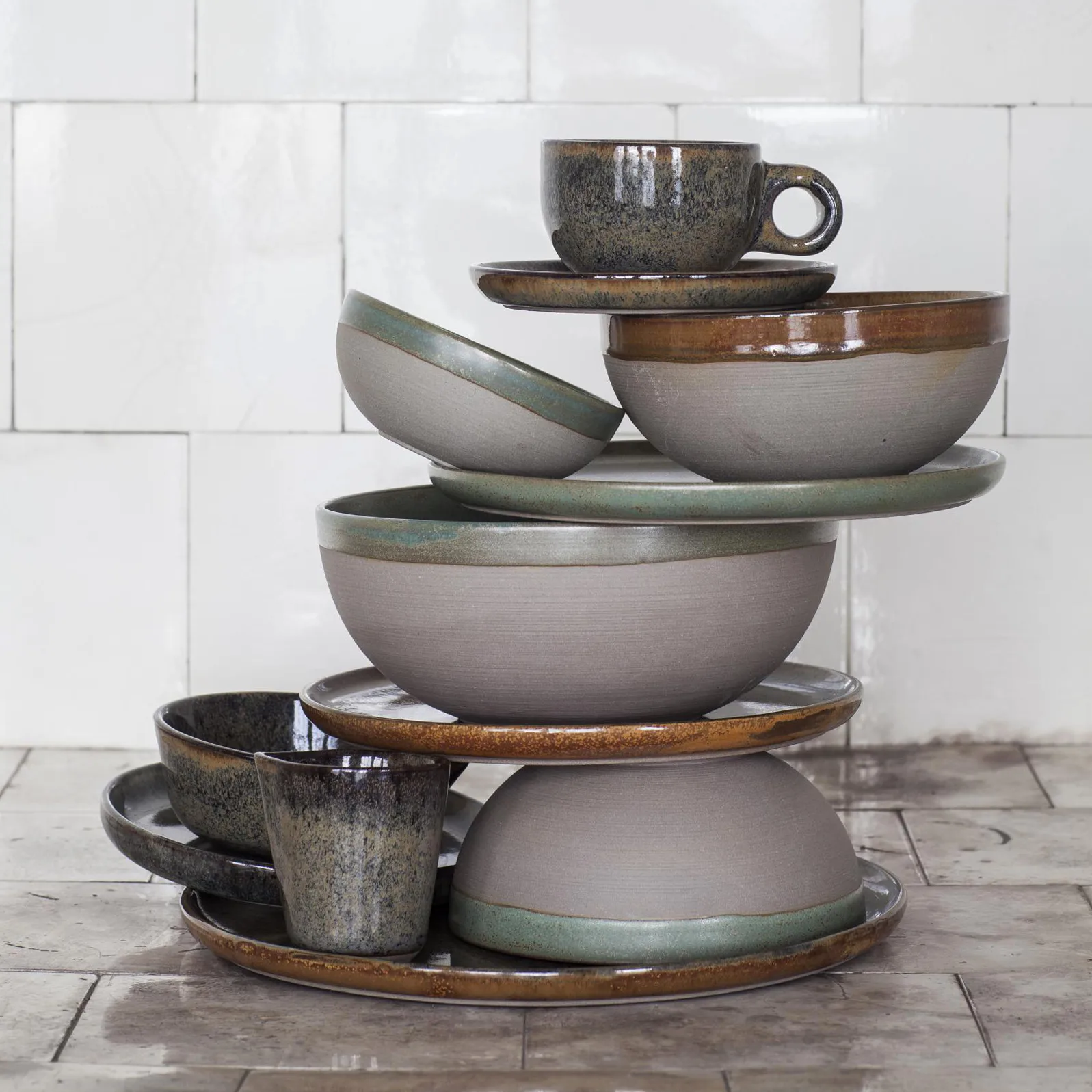 Surface kaffekopp med fat 13 cl, Indi grey Serax