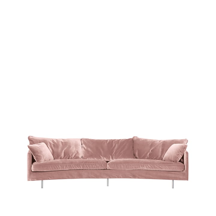 Julia svängd 3-sits soffa lux - tyg malibu velvet 8 powder pink, arms. 1, ben chrome - Sits