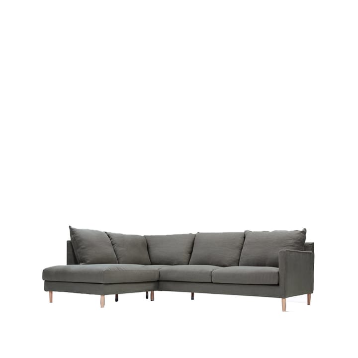Sally 2-sits soffa med divan standard - tyg linen l007 graphite, set1 left, lcv, arms. 2, ben 153 oak - Sits