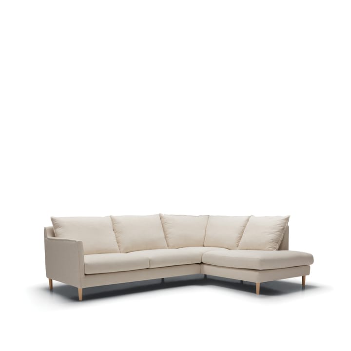 Sally 2-sits soffa med divan standard - tyg timber 6 cream, set 1 right, lcv, armst.1, ben i ek - Sits