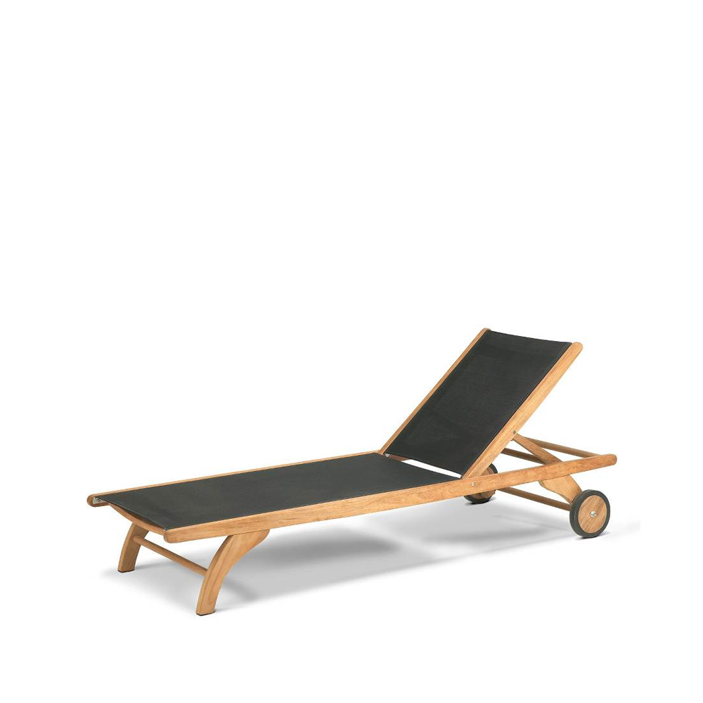 Skagerak Columbus solsäng tyg sun texture black, teak