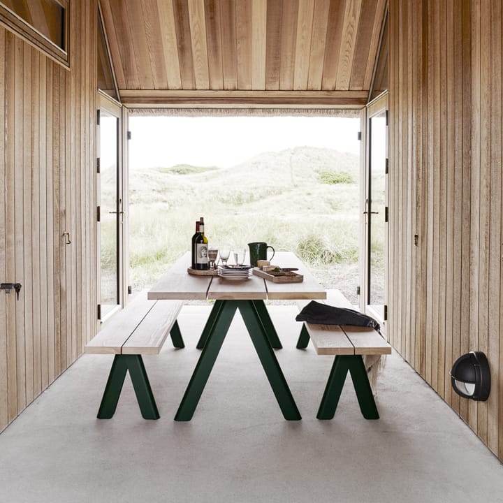 Overlap bänk, cederträ, anthracite black stativ Skagerak