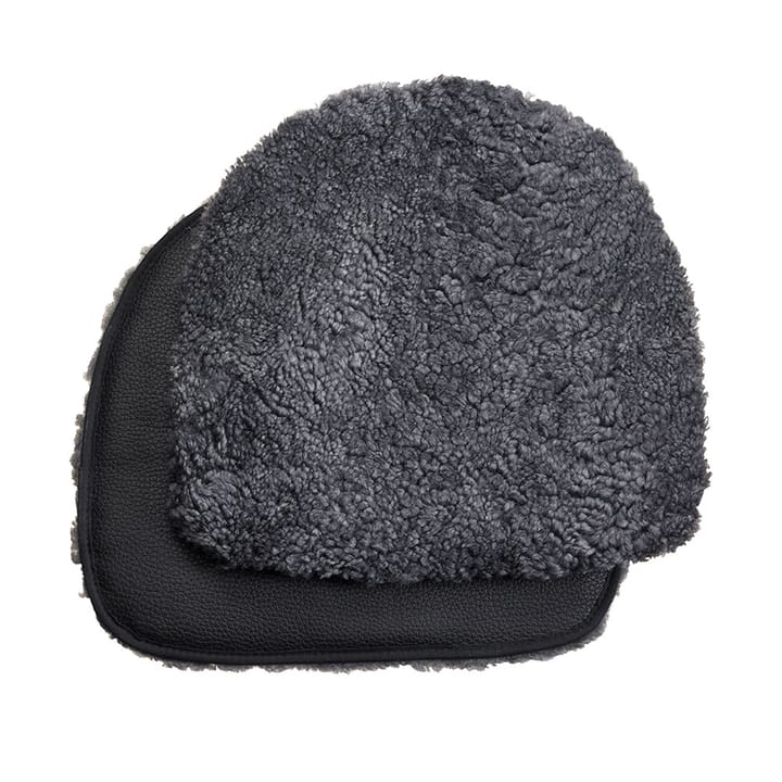 Buzz stolsdyna fårskinn, Charcoal-svart läderimitation Skandilock