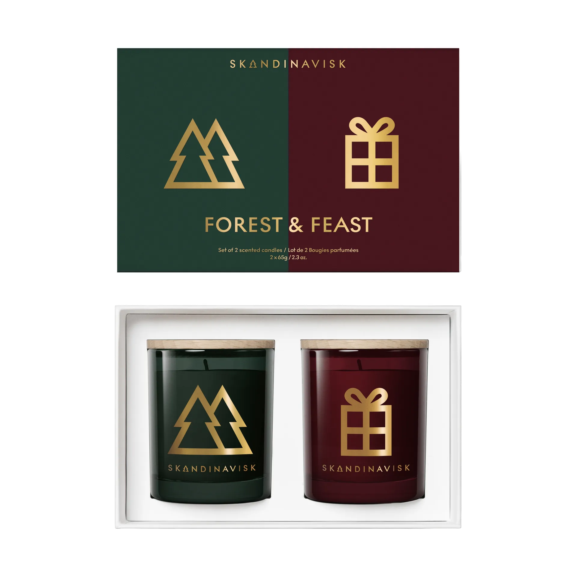 Forest & Feast doftljus gåvoset 2 delar, 65 g Skandinavisk