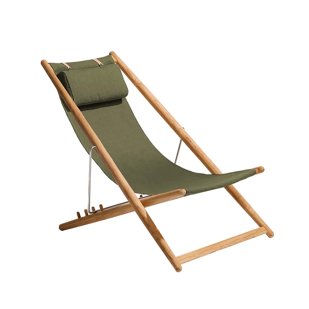 H55 vilstol teak, Sunbrella Heritage Leaf green Skargaarden