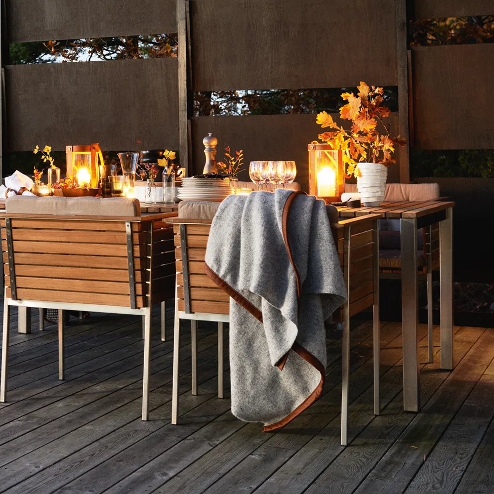 Häringe matbord, Teak, large, svart stålstativ Skargaarden