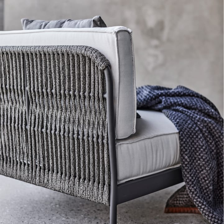 Lidö modulsoffa, Sunbrella Deave silver grey, mittdel, mörkgrå aluminiumram Skargaarden