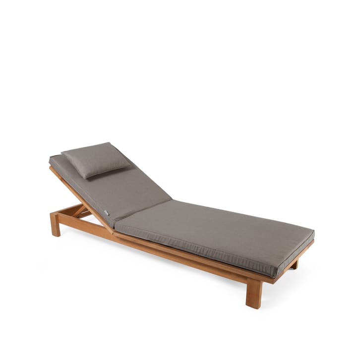 Skanör solsäng - tyg nature grey, teak, med hjul - Skargaarden