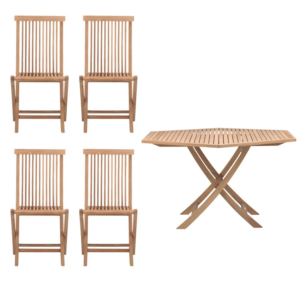 Viken matgrupp - 1 bord och 4 stolar - teak,  Skargaarden
