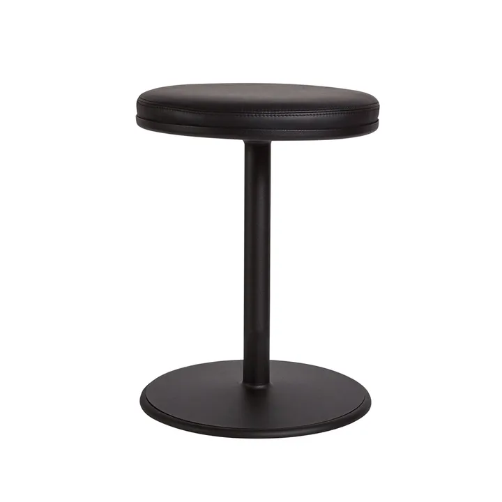Orbit rund pall - Svart, svart läder, Ø36x54 cm - SMD Design