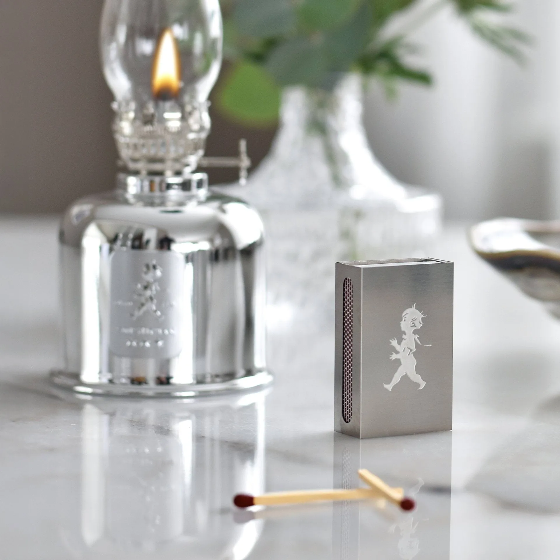 Solstickan tändsticksfodral, Silver, liten 3,5x5,6x1,8 cm Solstickan Design