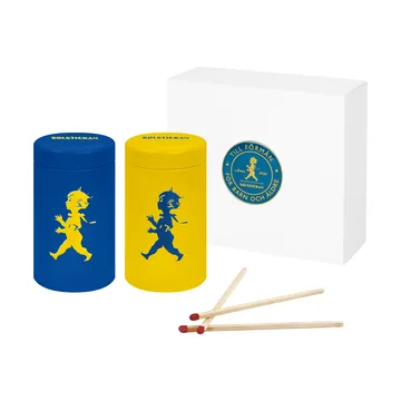 Solstickan tändsticksrör 2-pack presentförpackning - Gul, blå - Solstickan Design