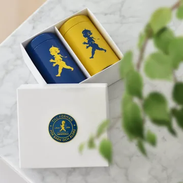 Solstickan tändsticksrör 2-pack presentförpackning - Gul, blå - Solstickan Design