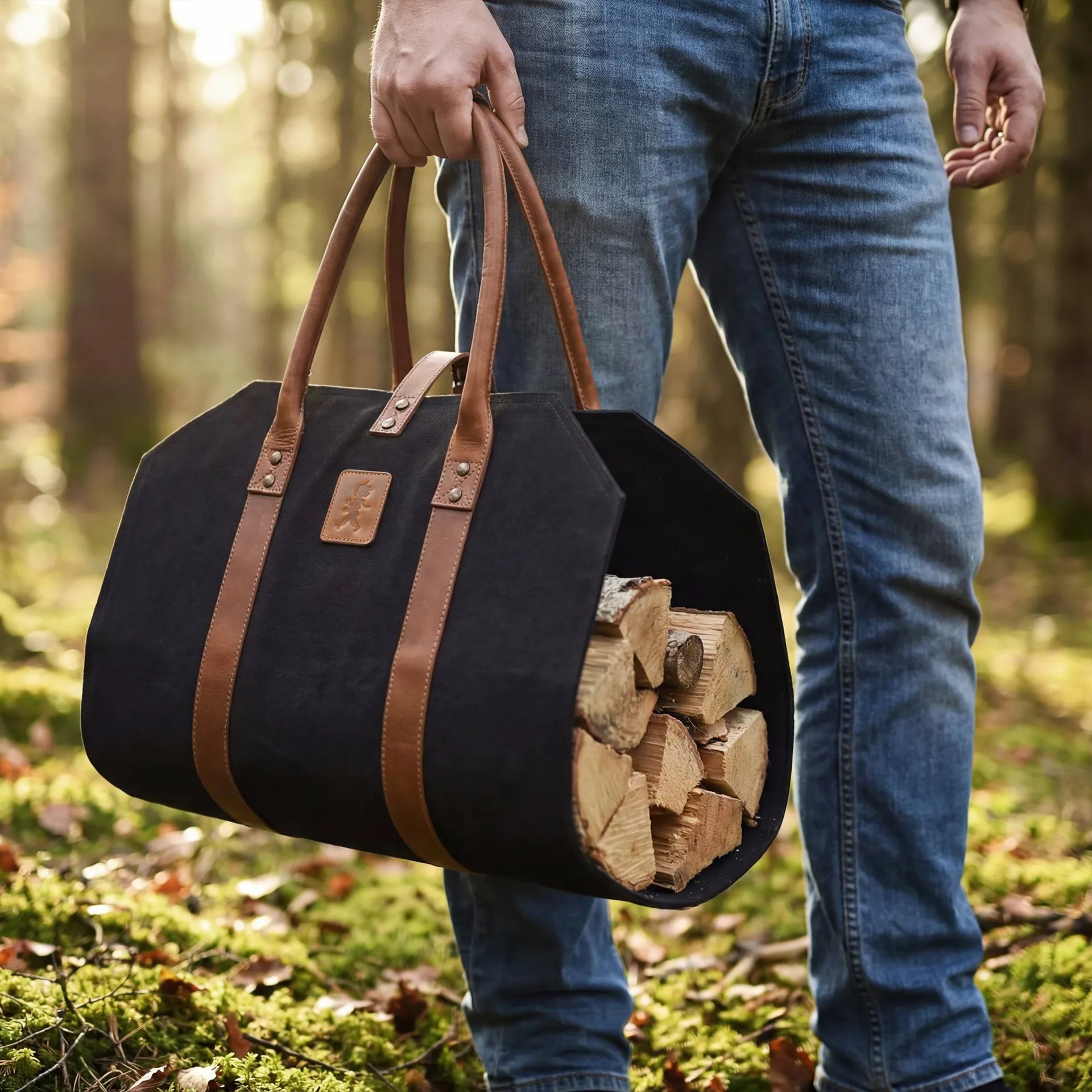 Solstickan vedkorg canvas, Svart Solstickan Design