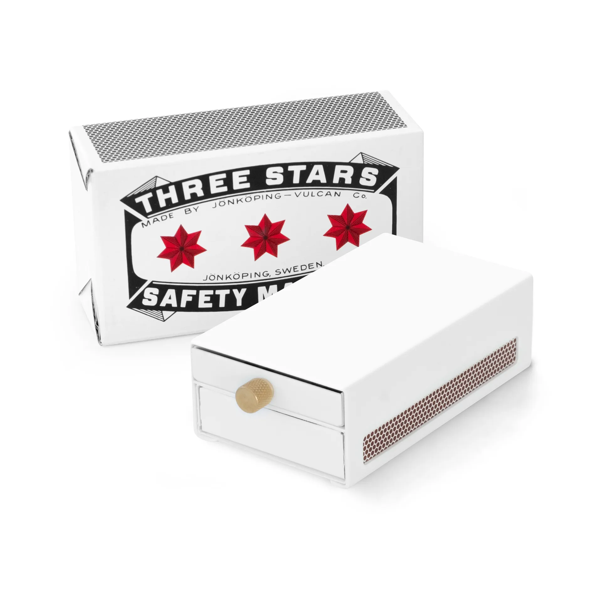 Three Stars tändsticksfodral stor, Vit Solstickan Design