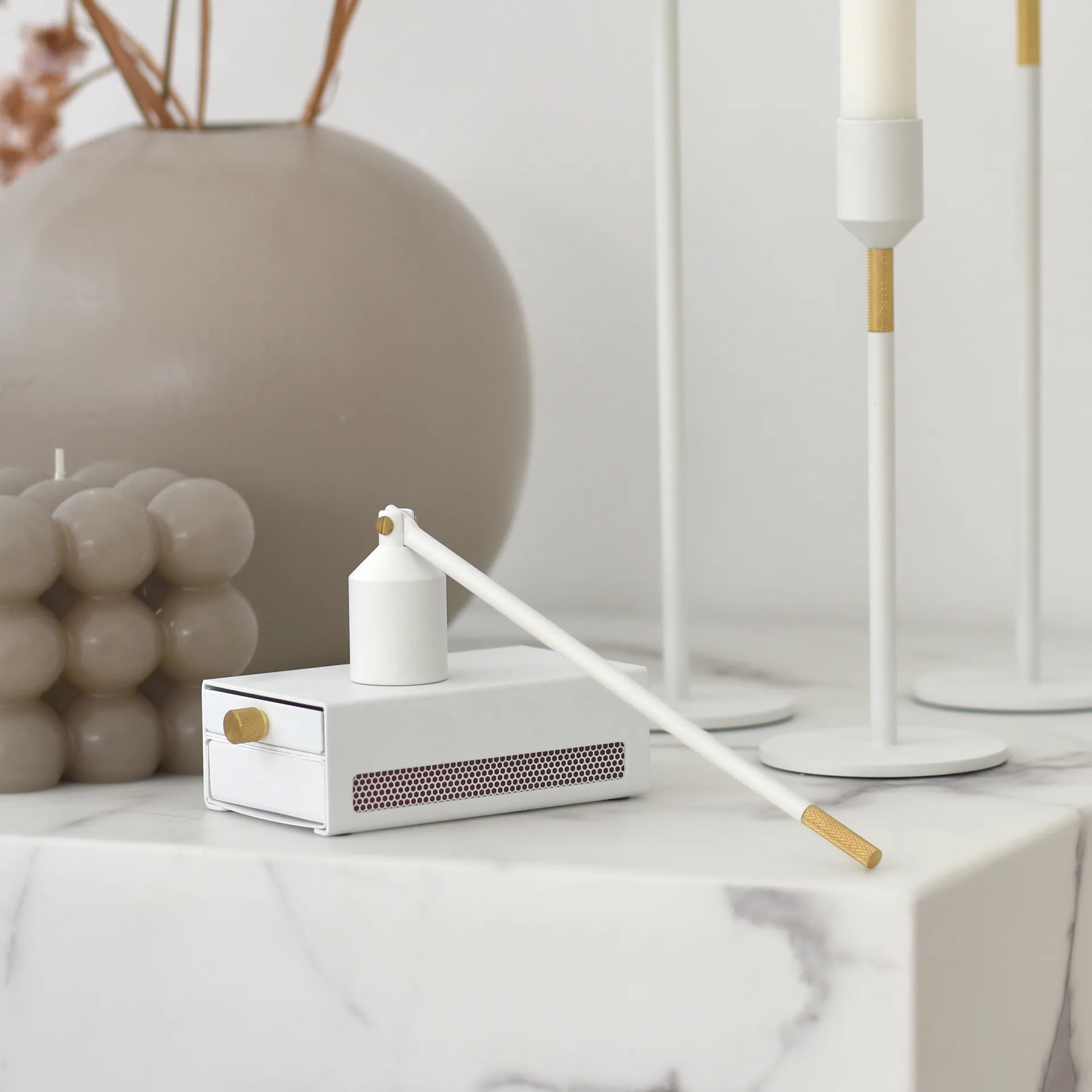 Three Stars tändsticksfodral stor, Vit Solstickan Design