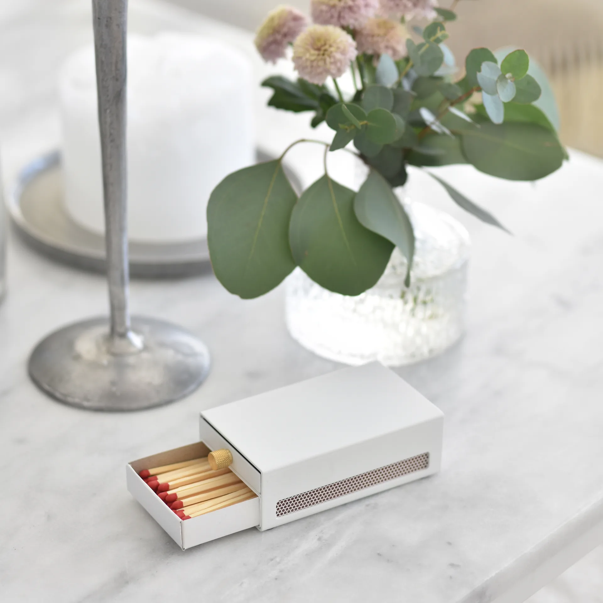 Three Stars tändsticksfodral stor, Vit Solstickan Design