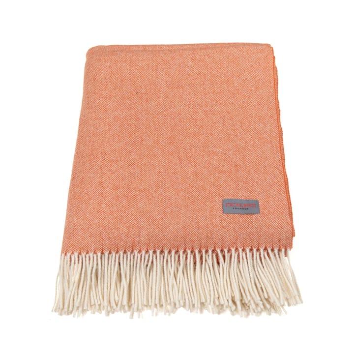 Recycled Lambswool pläd - orange & white - Stackelbergs