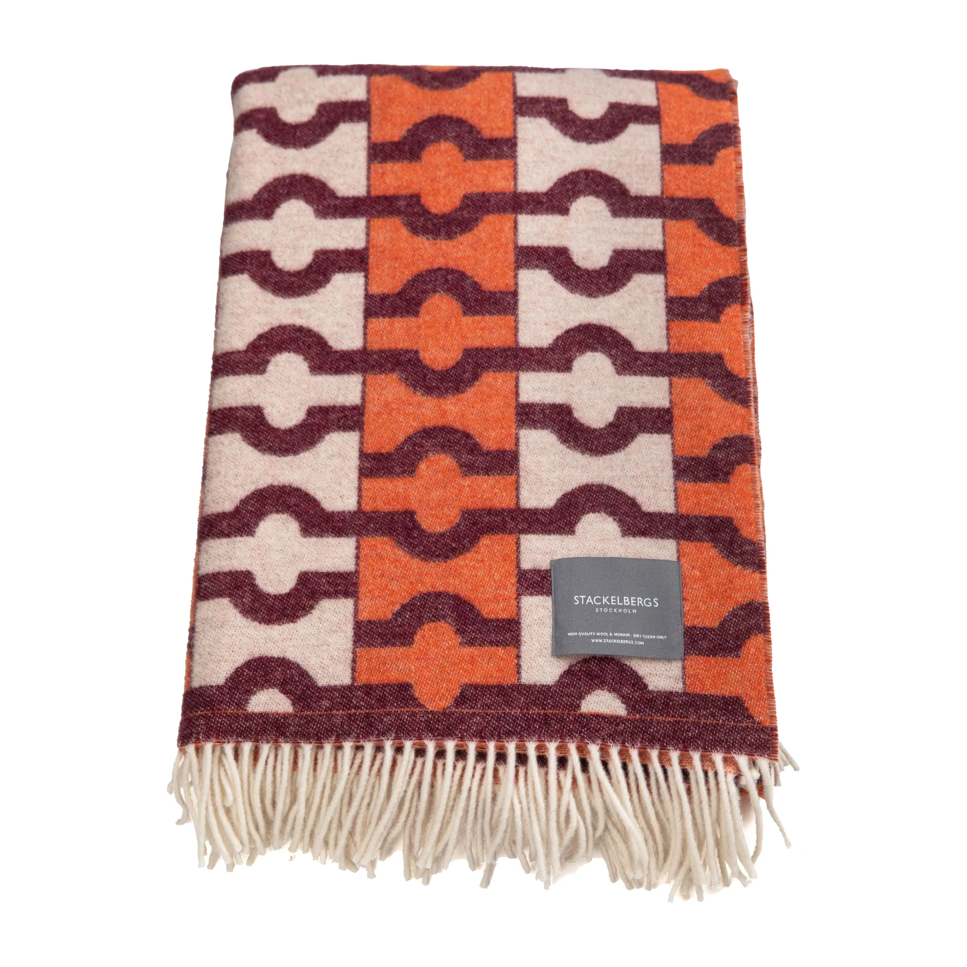 Wallpaper pläd, Orange, bordeaux & offwhite Stackelbergs