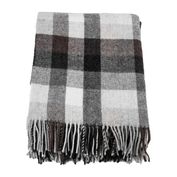 Wool pläd checked - grey, brown & offwhite - Stackelbergs