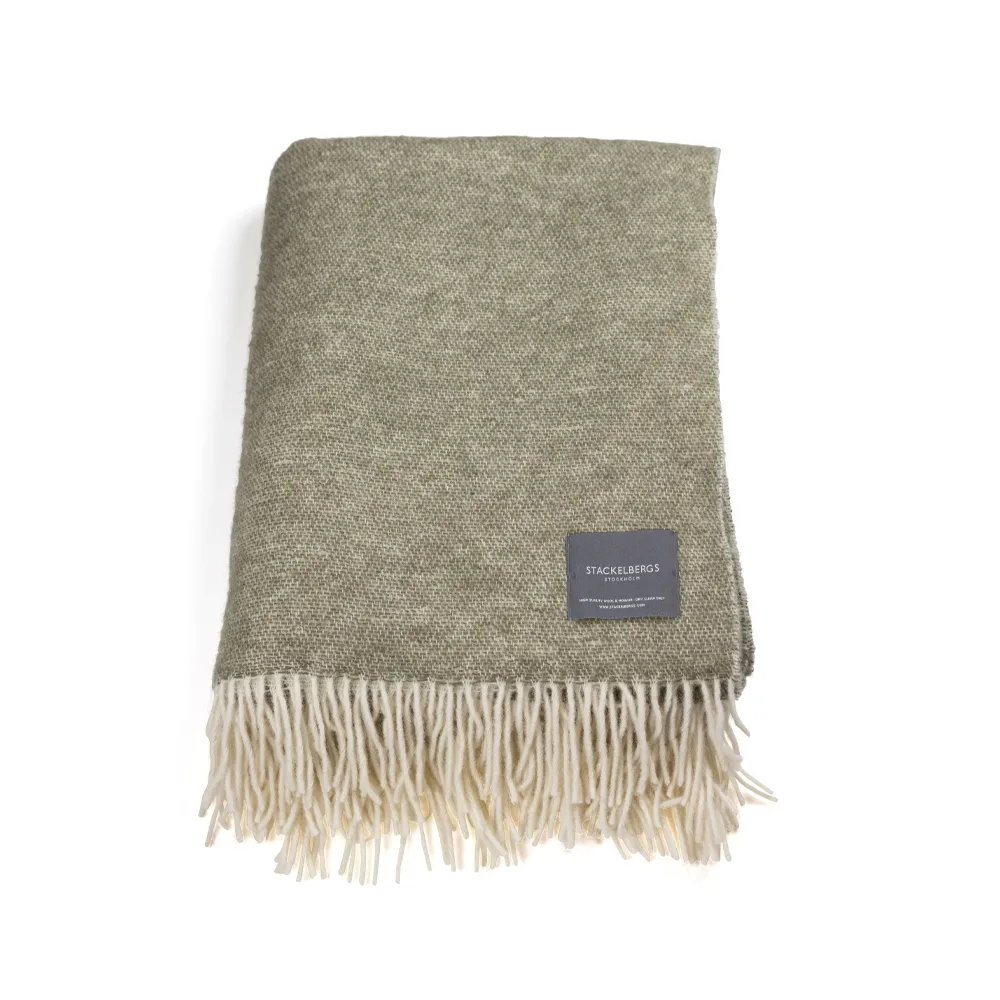 Wool pläd, olive & offwhite Stackelbergs