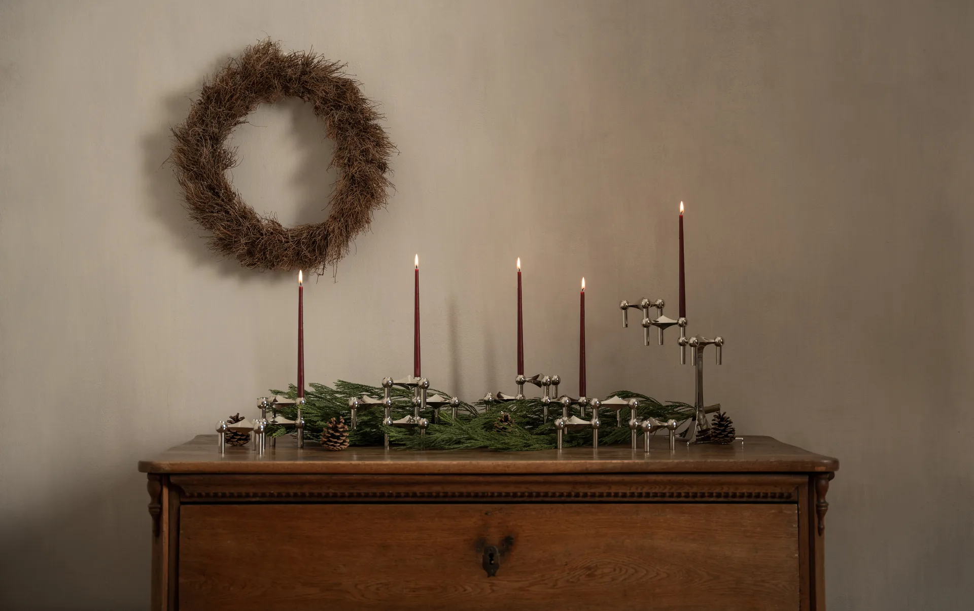 STOFF Nagel antikljus by ester & erik 6-pack, Burgundy red STOFF Nagel