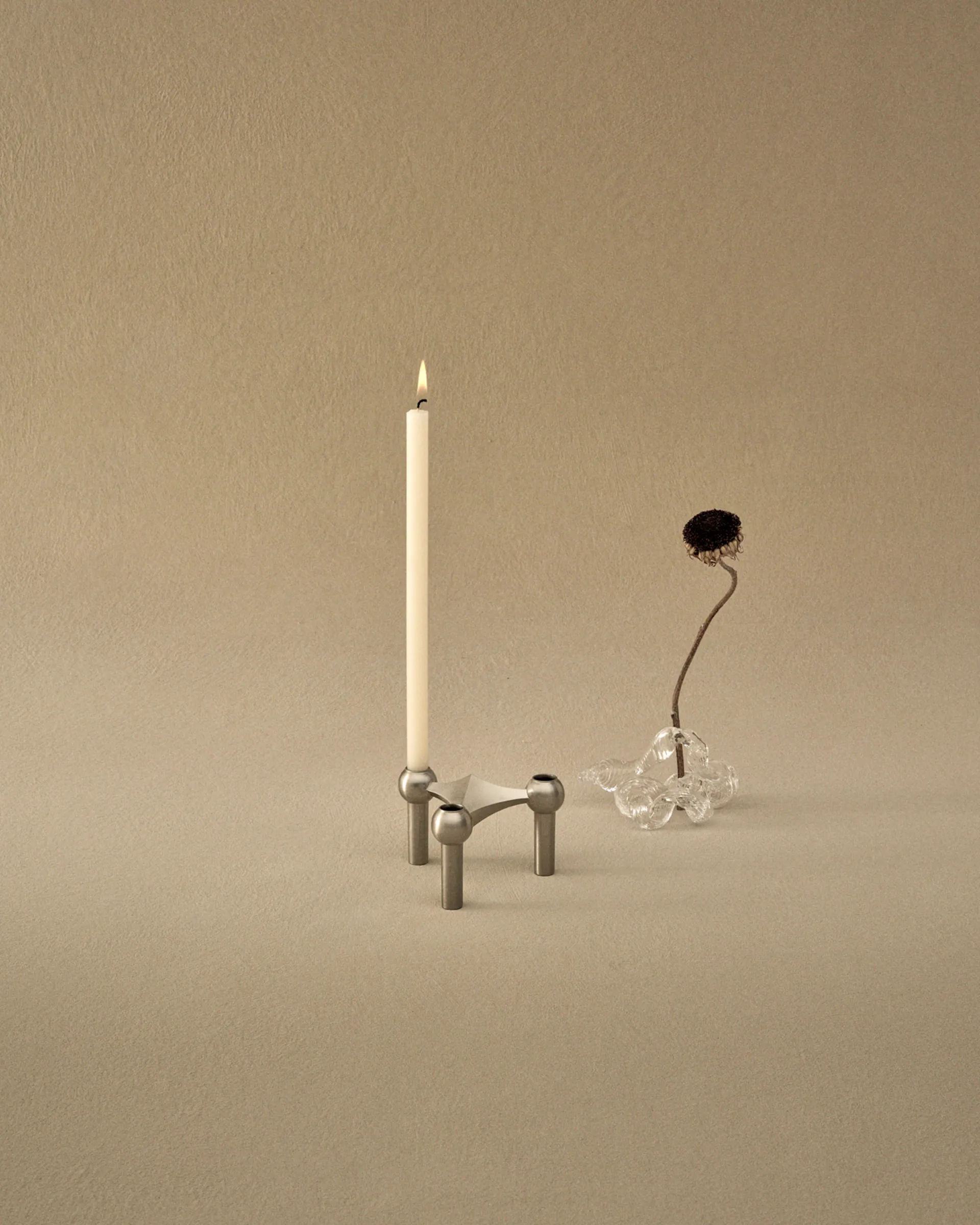 STOFF Nagel ljusstake, Borstad krom STOFF Nagel