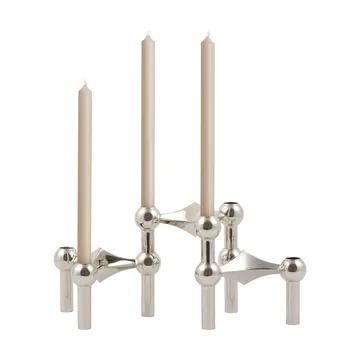 STOFF Nagel ljusstake krom 3-pack + Beige ljus 12-pack - STOFF Nagel
