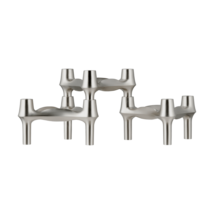STOFF BMF ljusstake 3-pack - Borstad krom - STOFF