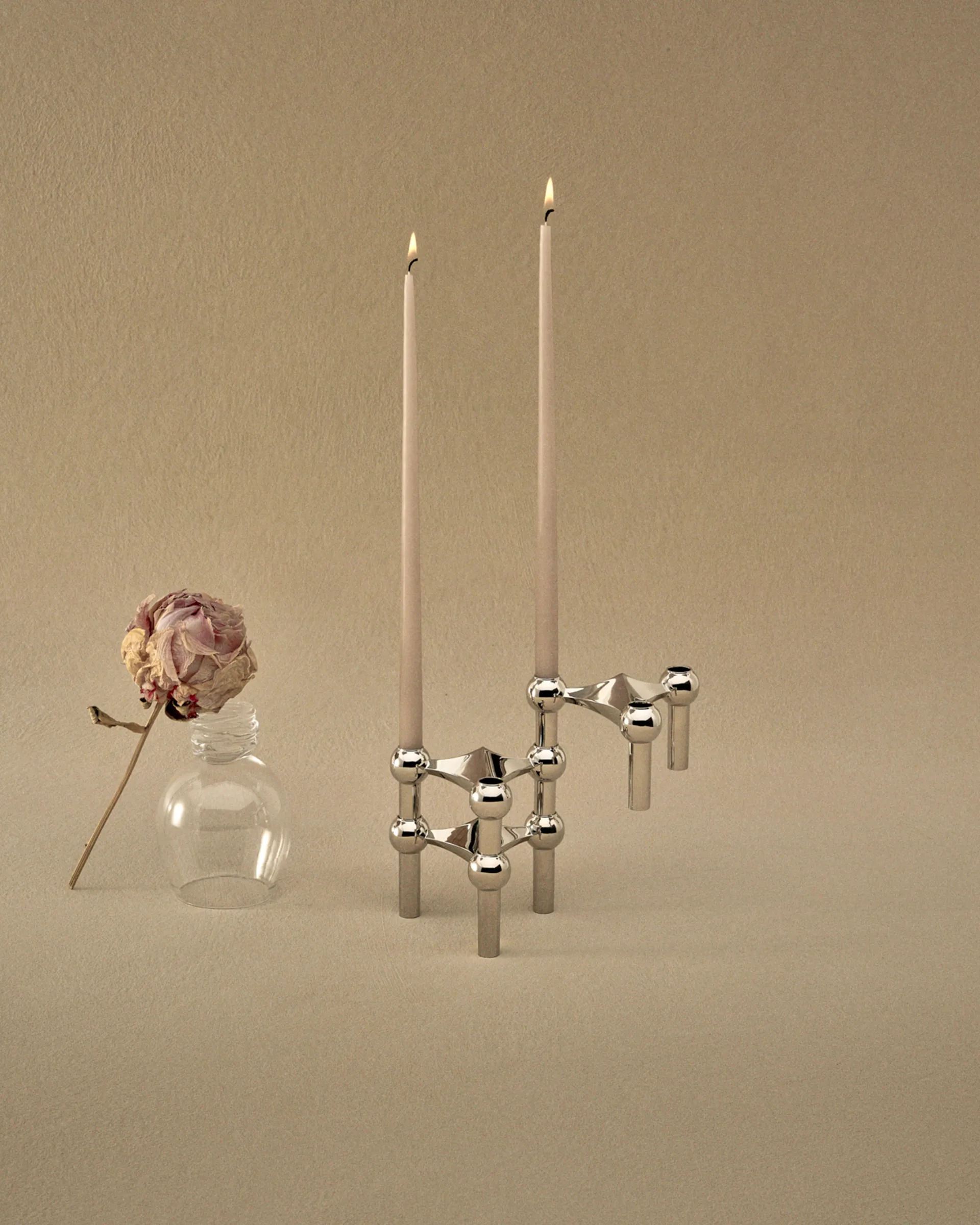 STOFF Nagel ljusstake 3-pack, krom STOFF